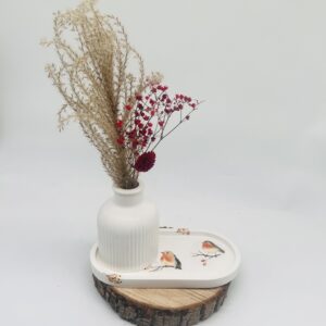 Griffeltes Rillenvase Set „Rotkehlchen"